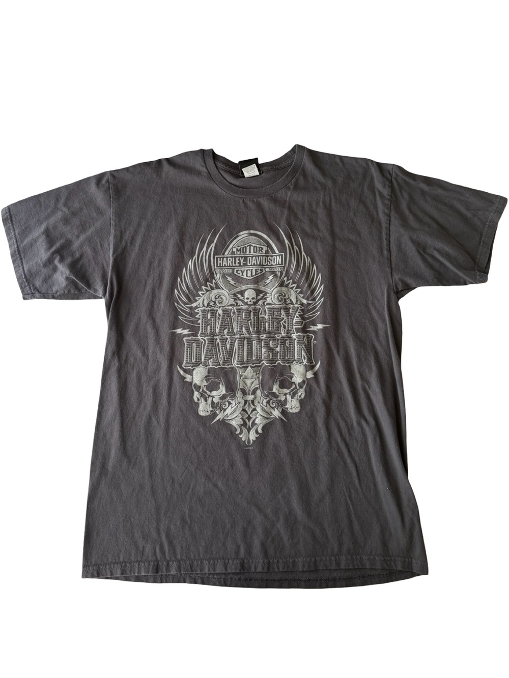 Harley-Davidson Black Short Sleeve Tee with Gray Skull Crest